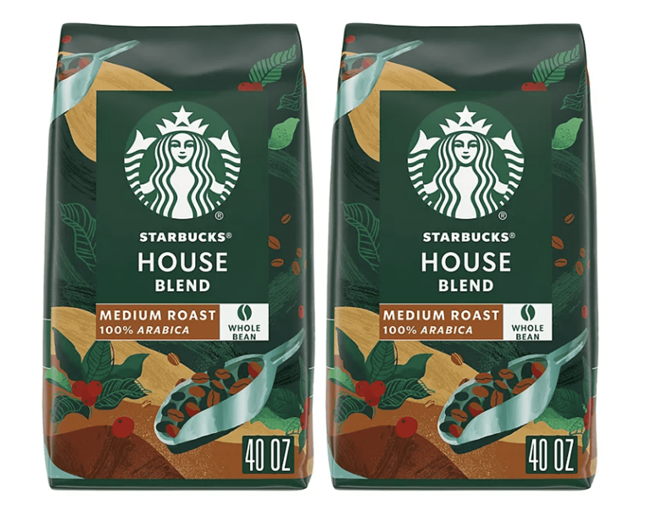 Starbucks House Blend Whole Bean Coffee, 40 oz.pack of 2