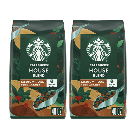Starbucks House Blend Whole Bean Coffee, 40 oz.pack of 2