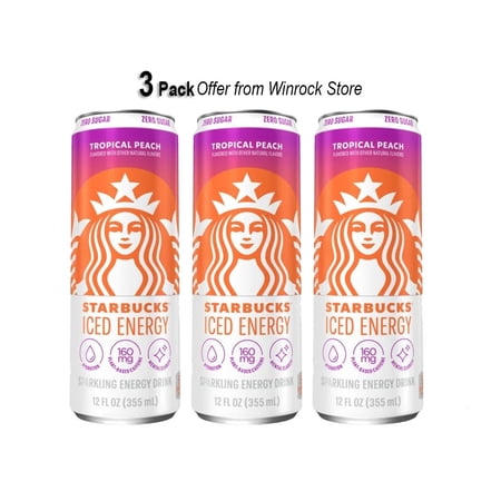 Starbucks Iced Energy Tropical Peach 12 fl oz (3 Cans) Offer from Winrock Store