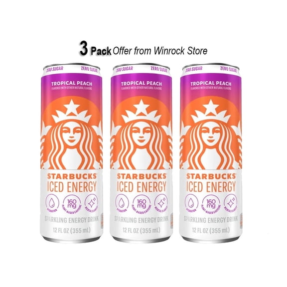 Starbucks Iced Energy Tropical Peach 12 fl oz (3 Cans) Offer from Winrock Store
