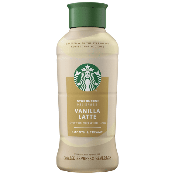 Starbucks Iced Espresso Vanilla Latte Iced Coffee Drink with Cow Milk, 40 oz Bottle