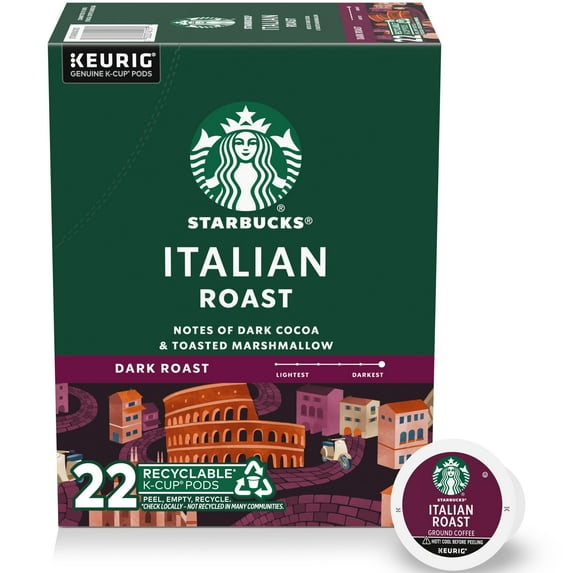 Starbucks, Italian Dark Roast K-Cup Coffee Pods, 22 Count