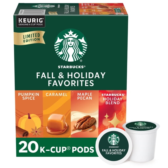 Starbucks Fall & Holiday Favorites Keurig Coffee Pods, Limited Edition 20 K-Cup Coffee Pods 7.4 oz