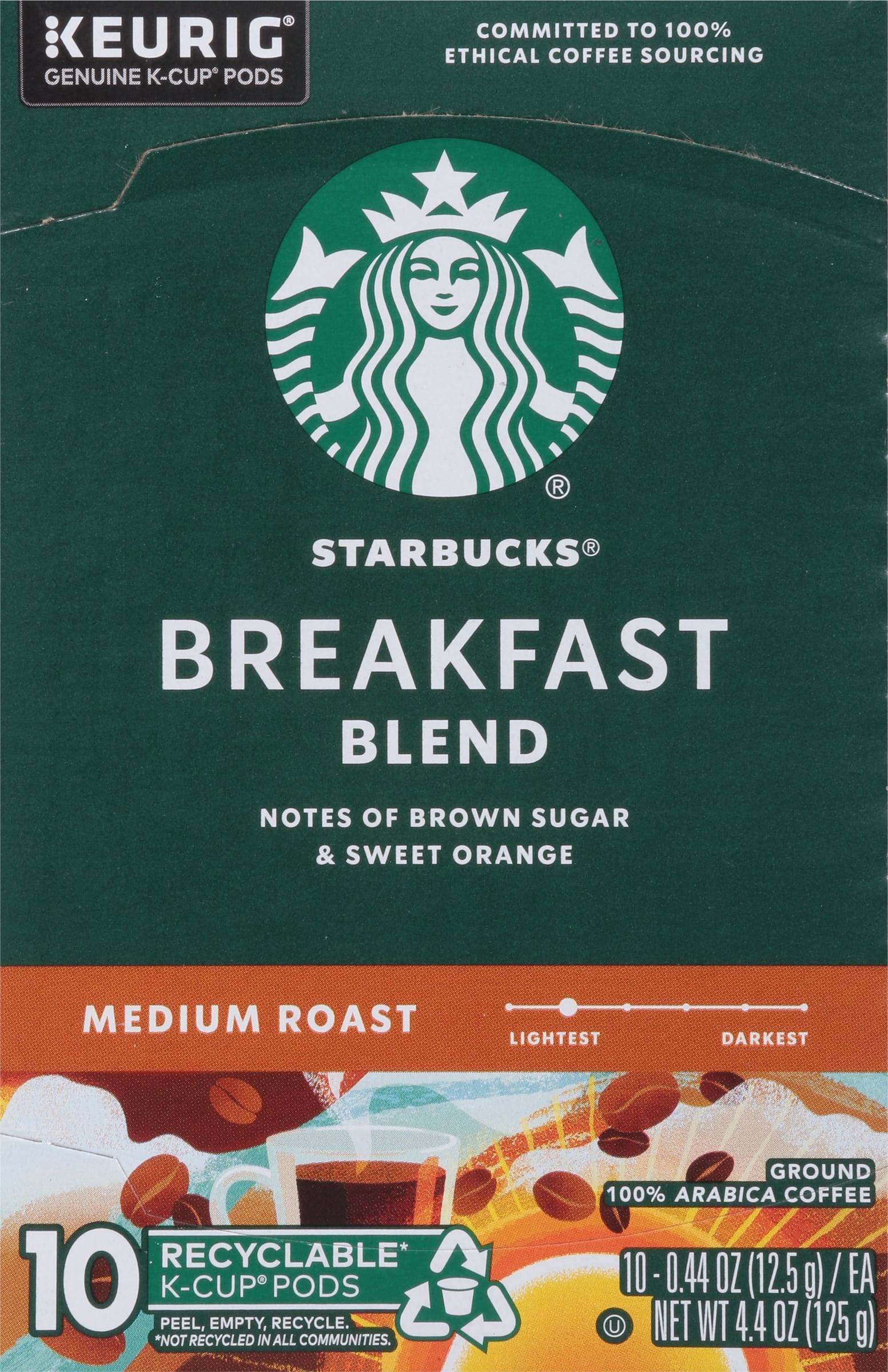 Starbucks K-Cup Breakfast Blend Coffee, 4.4 oz, 10 Pods