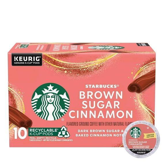 Starbucks K-Cup Coffee Pods, Brown Sugar Cinnamon Flavored Coffee for Keurig Coffee Makers, 100% Arabica, Limited Edition, 1 Box (10 Pods)
