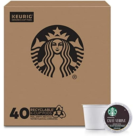 Starbucks K-Cup Coffee Pods—Dark Roast Coffee—Caffè Verona—100% Arabica—1 Box (40 Pods)