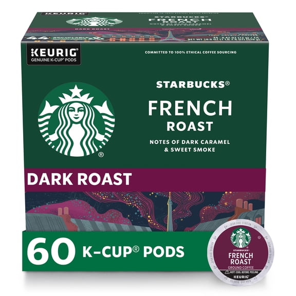 Starbucks K-Cup Coffee Pods, Dark Roast Hot or Iced Coffee, French Roast, 60 Keurig Pods