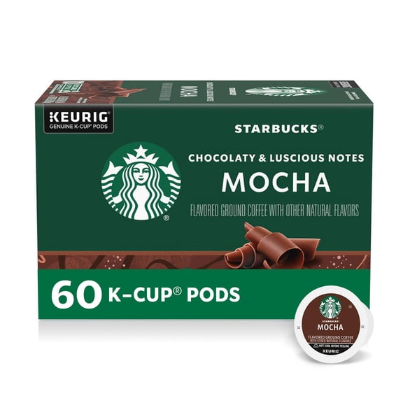 Starbucks K-Cup Coffee Pods, Flavored Hot or Iced Coffee, Mocha, 60 Keurig Pods