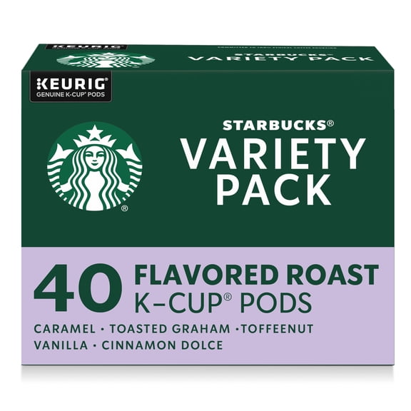 Starbucks K-Cup Coffee Pods, Flavored Hot or Iced Coffee, Variety Pack, 40 Keurig Pods
