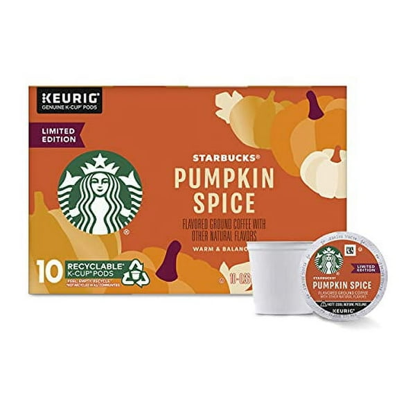 Starbucks K Cup Coffee Pods Light Roast Coffee Pumpkin Spice Fall Limited Edition 1 Box (10 Pods)