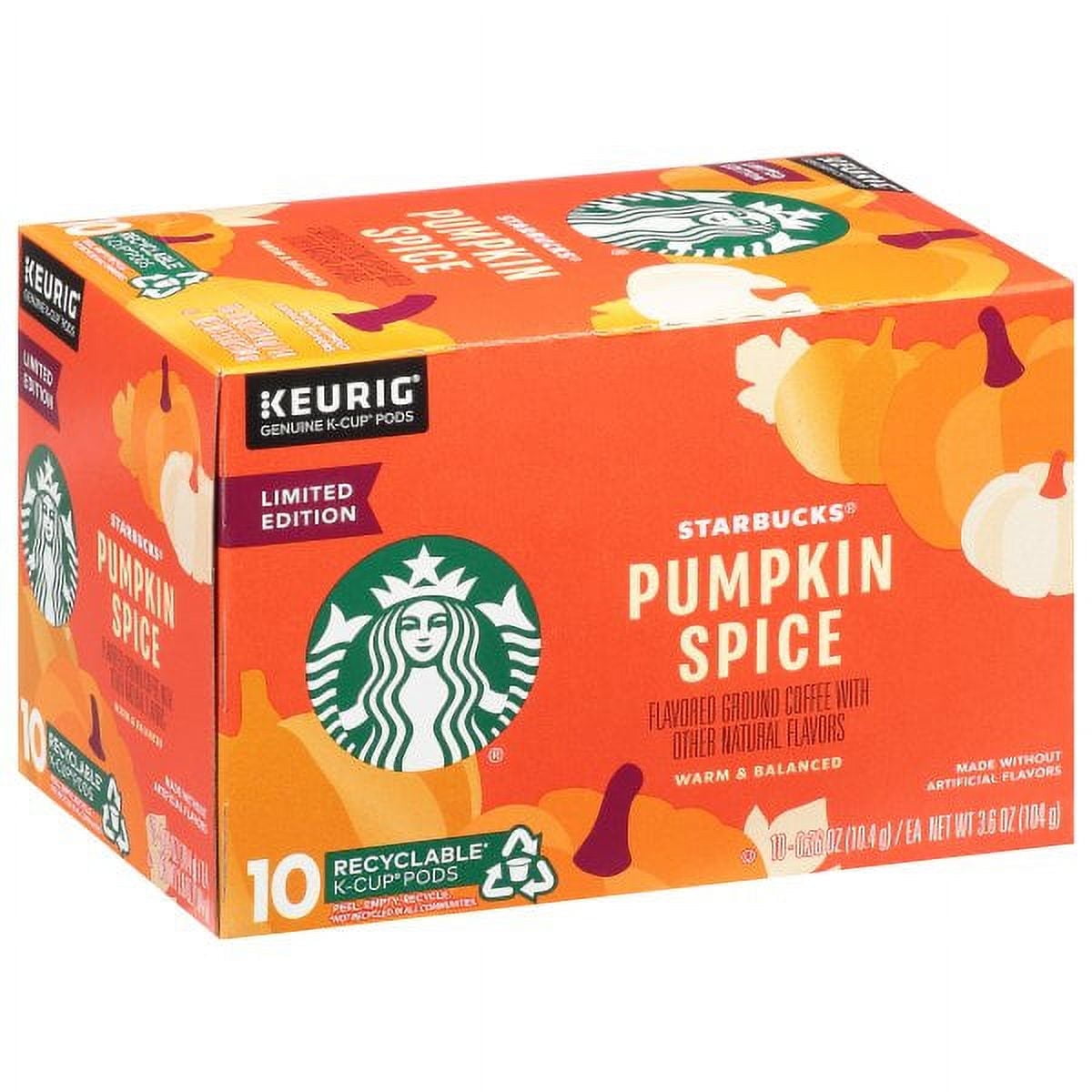 Starbucks K Cup Coffee Pods — Light Roast Coffee — Pumpkin Spice — Fall Limited Edition — 1 box (10 pods) (Pack of 2)