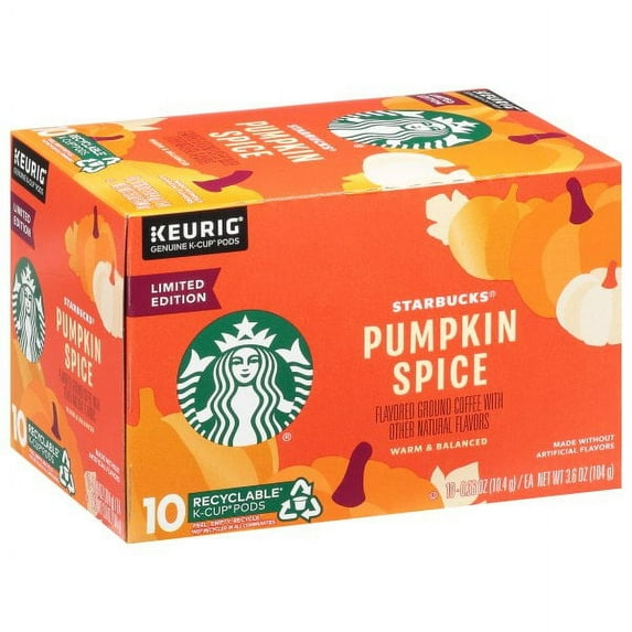 Starbucks K Cup Coffee Pods Light Roast Coffee Pumpkin Spice Fall Limited Edition 1 box (10 pods)