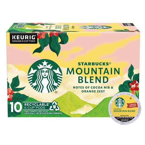 Starbucks K-Cup Coffee Pods, Medium Light Roast Coffee, Mountain Blend For Keurig Coffee Makers, 100% Arabica, Limited Edition, 1 Box (10 Pods) - Pack of 2