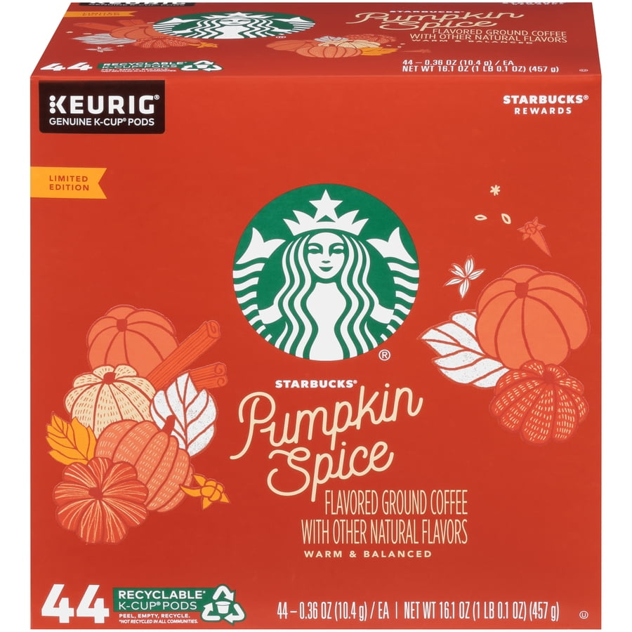 Starbucks K-Cup Coffee Pods—Pumpkin Spice Flavored Coffee—100% Arabica—Naturally Flavored—1 box (44 pods)