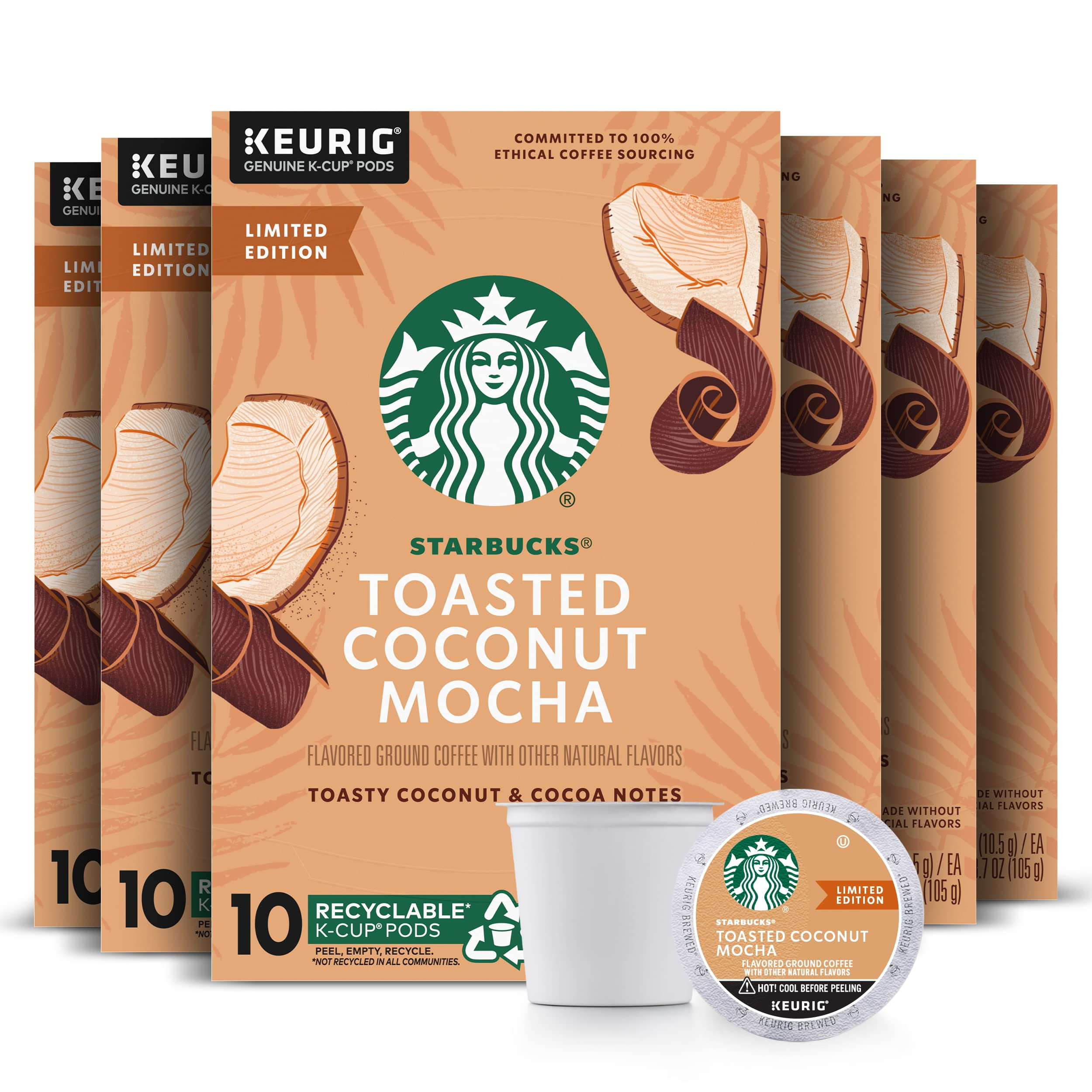 Starbucks K Cup Coffee Pods—toasted Coconut Mocha Flavored Coffee—100 Arabica—naturally