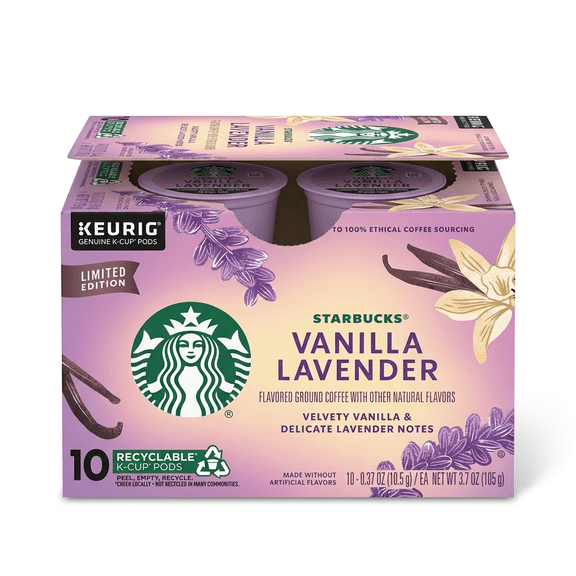 Starbucks K-Cup Coffee Pods, Vanilla Lavender Flavored Coffee, 10 Count, 1 Box