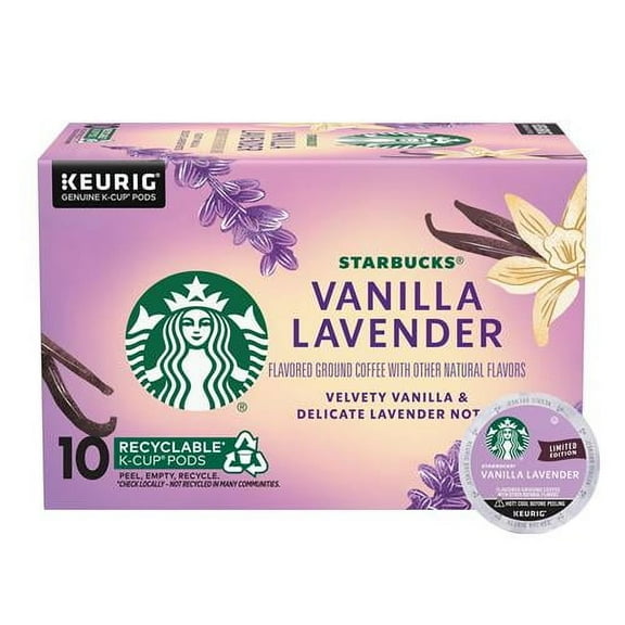 Starbucks K-Cup Coffee Pods, Vanilla Lavender Flavored Coffee For Keurig Coffee Makers, 100% Arabica, Limited Edition, 1 Box (10 Pods)