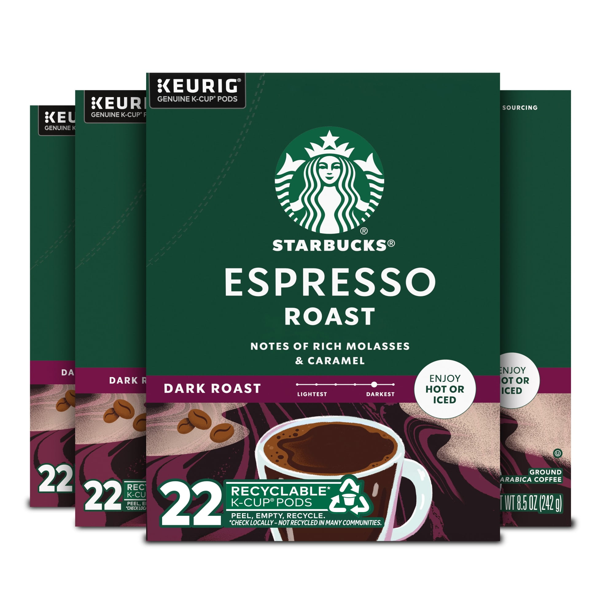 Starbucks Espresso Roast, Dark Roast Keurig K-Cup Coffee Pods, 100% Arabica, 88 Count