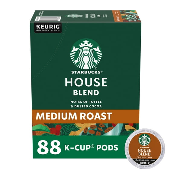 Starbucks House Blend, Medium Roast Keurig K-Cup Coffee Pods, 100% Arabica, 88 Count