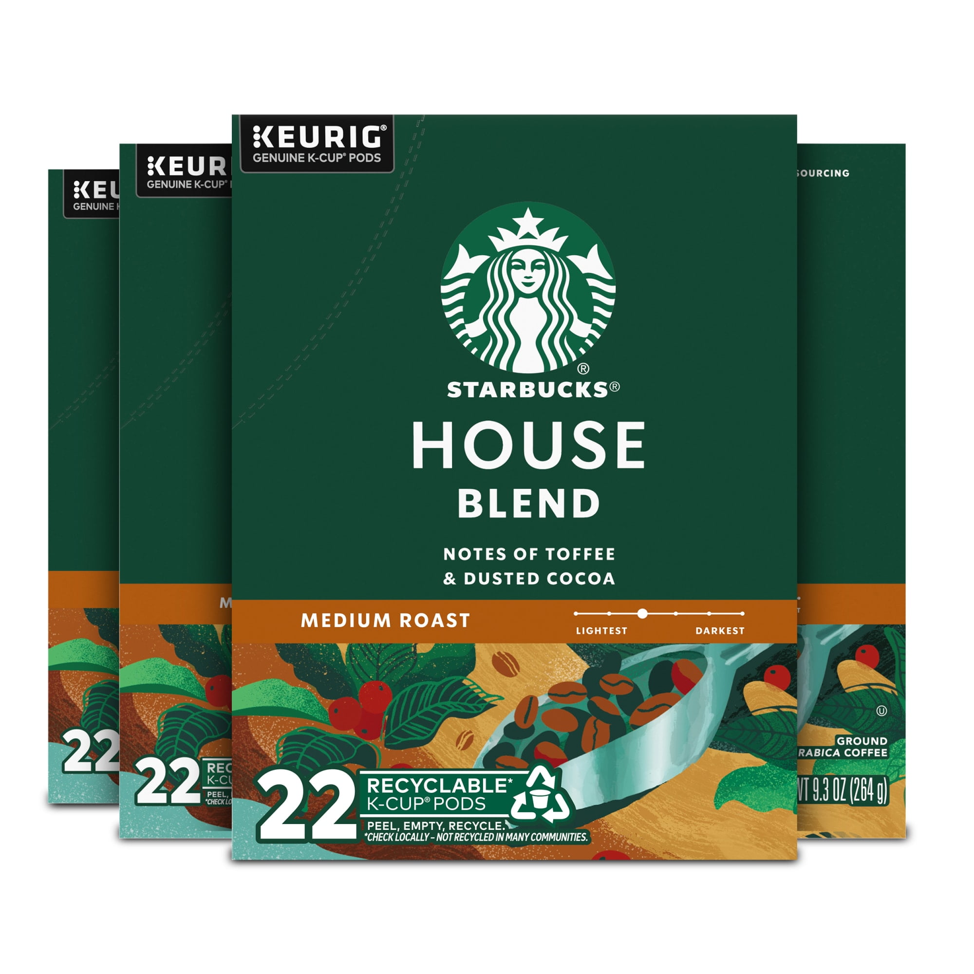 Starbucks House Blend, Medium Roast Keurig K-Cup Coffee Pods, 100% Arabica, 88 Count