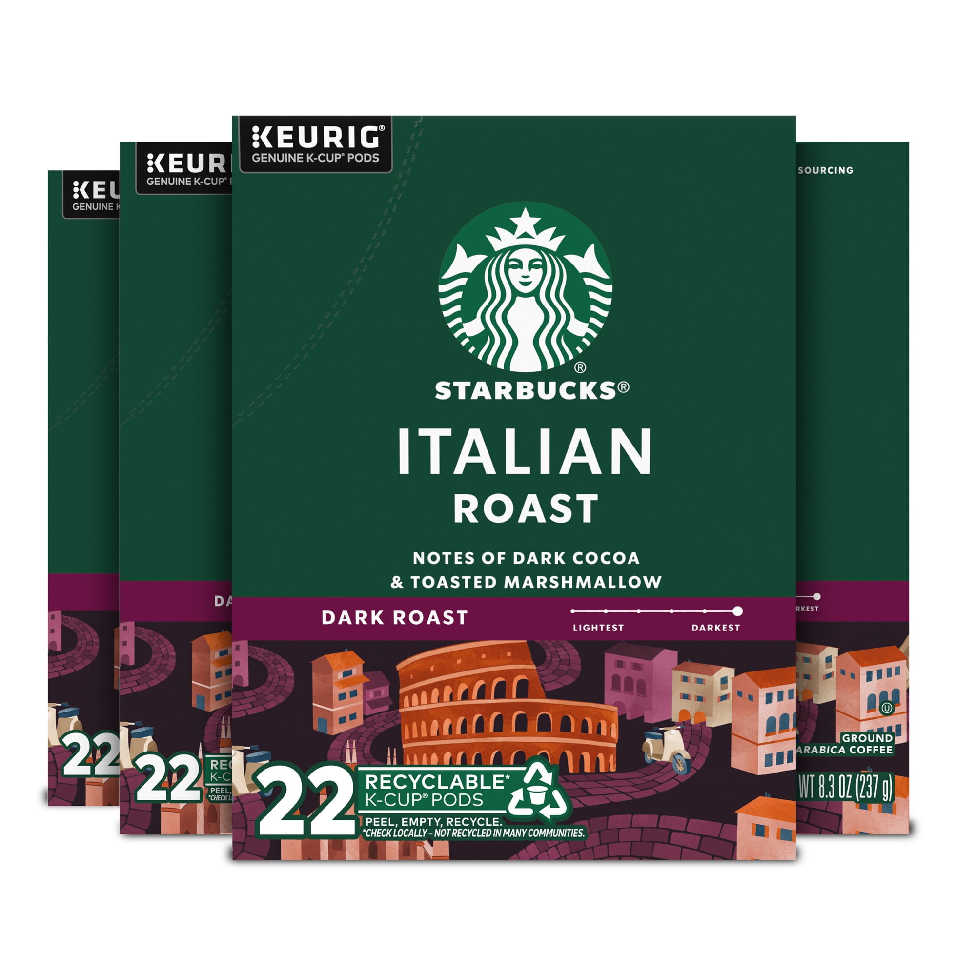 Starbucks Italian Roast, Dark Roast Keurig K-Cup Coffee Pods, 100% Arabica, 88 Count