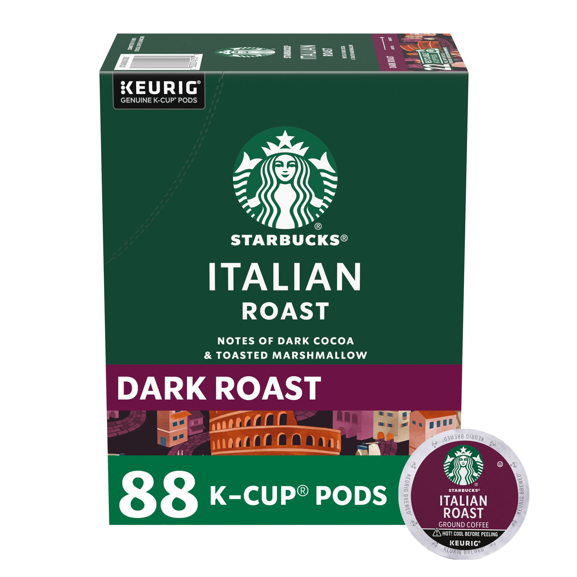 Starbucks Italian Roast, Dark Roast Keurig K-Cup Coffee Pods, 100% Arabica, 88 Count