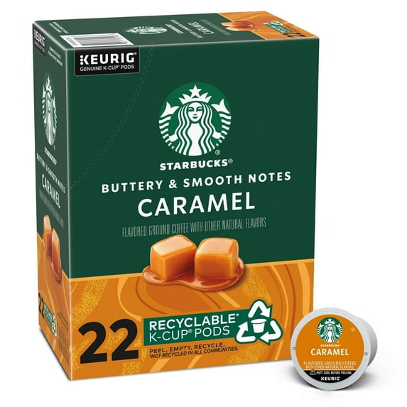 2X - Starbucks Keurig Caramel Flavored Light Roast Coffee Pods - 22 K-Cups