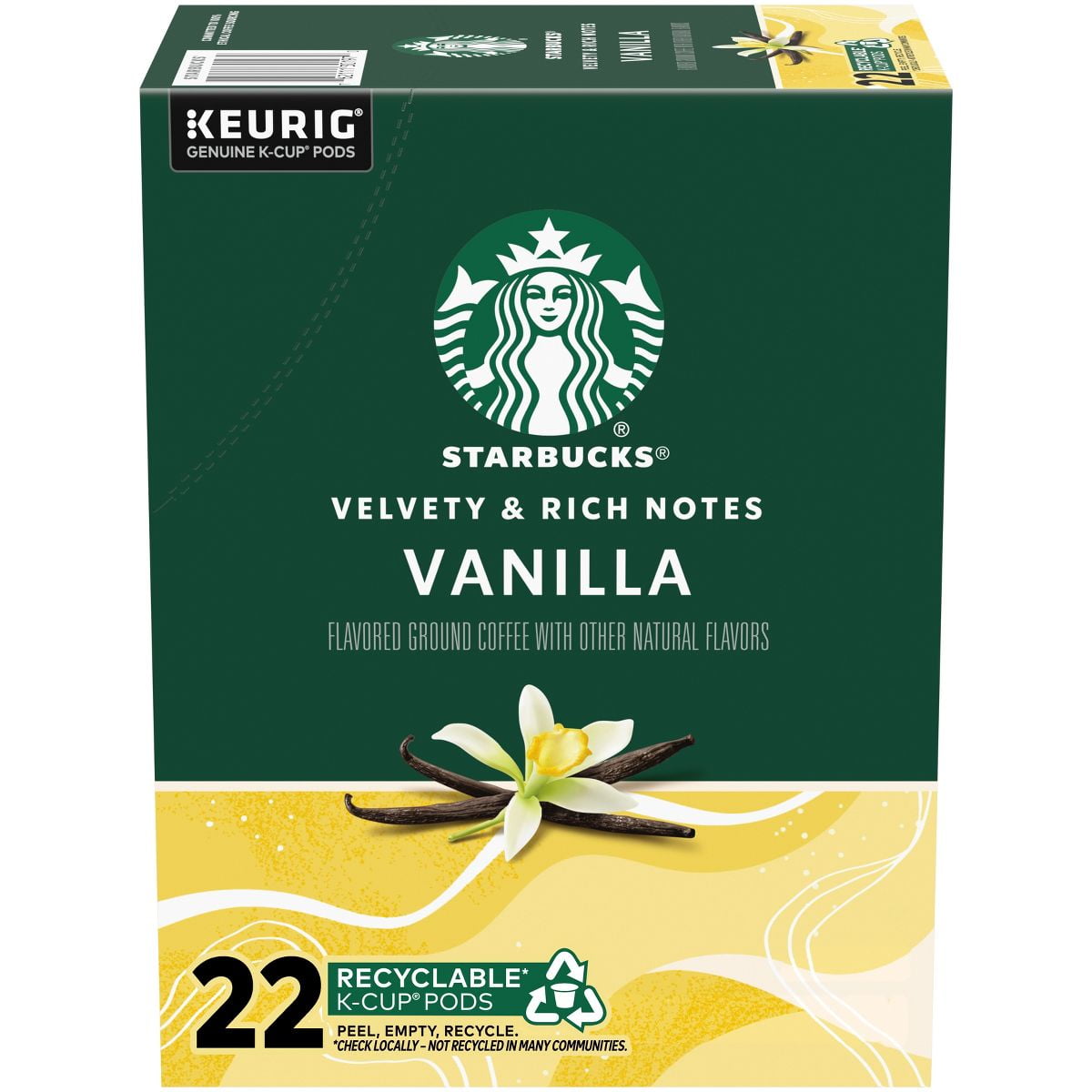 Starbucks Keurig Vanilla Light Roast Coffee Pods - 22 K-Cups - Pack of 2