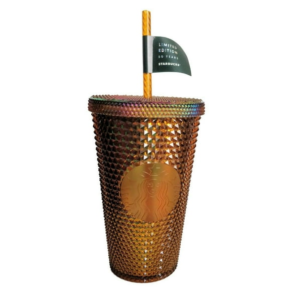 Starbucks Limited Edition 50th Anniversary Gold Studded Cold Cup Tumbler 16 oz
