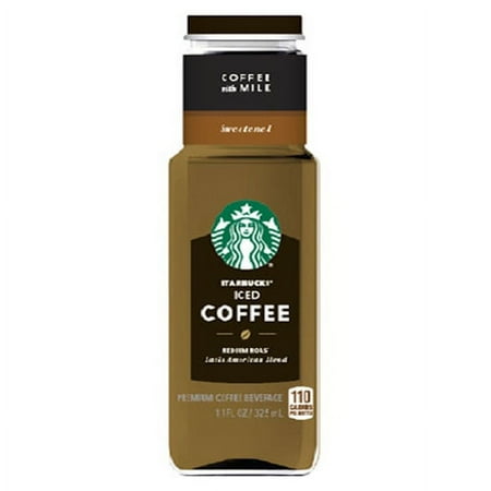 Starbucks Low Calorie Iced Coffee 11 oz Glass Bottles with Milk- Pack of 12