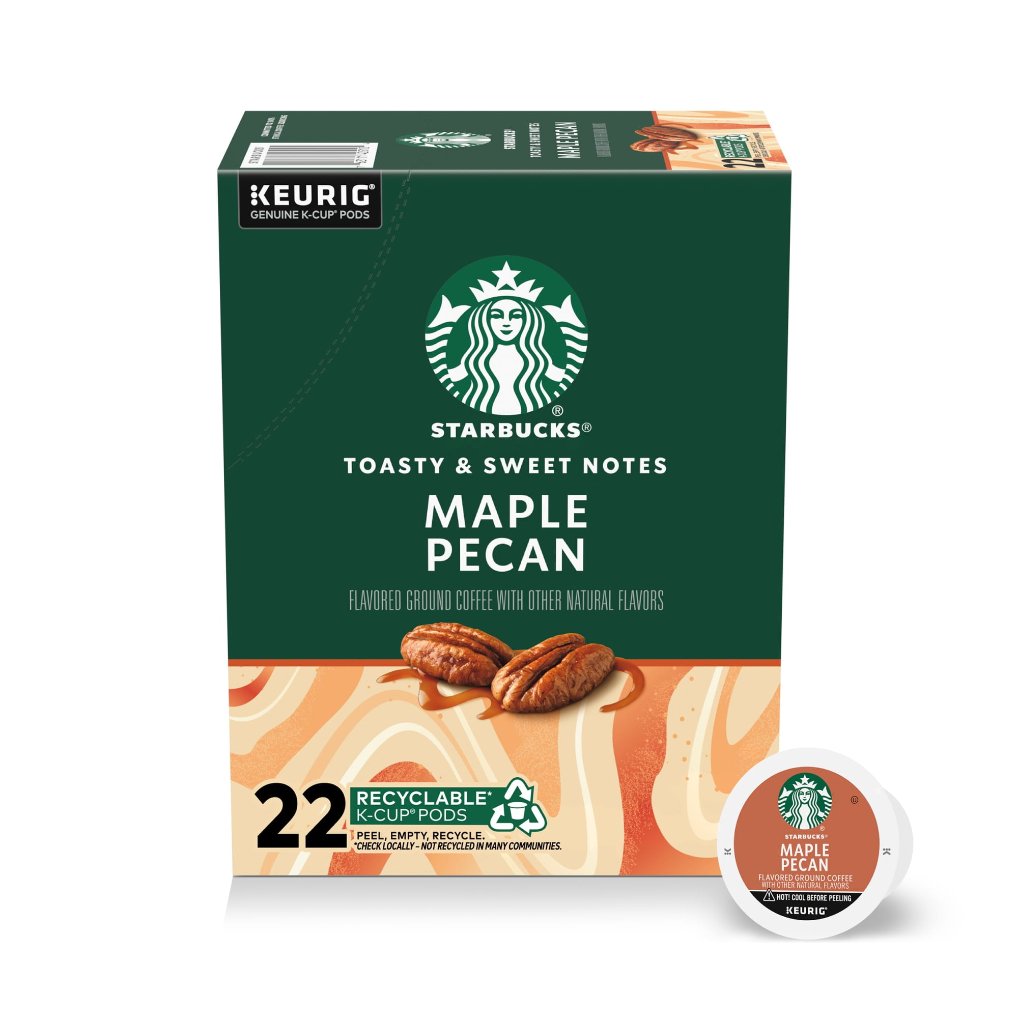 Starbucks Light Roast Maple Pecan Flavored Coffee K-Cup Pods, 22