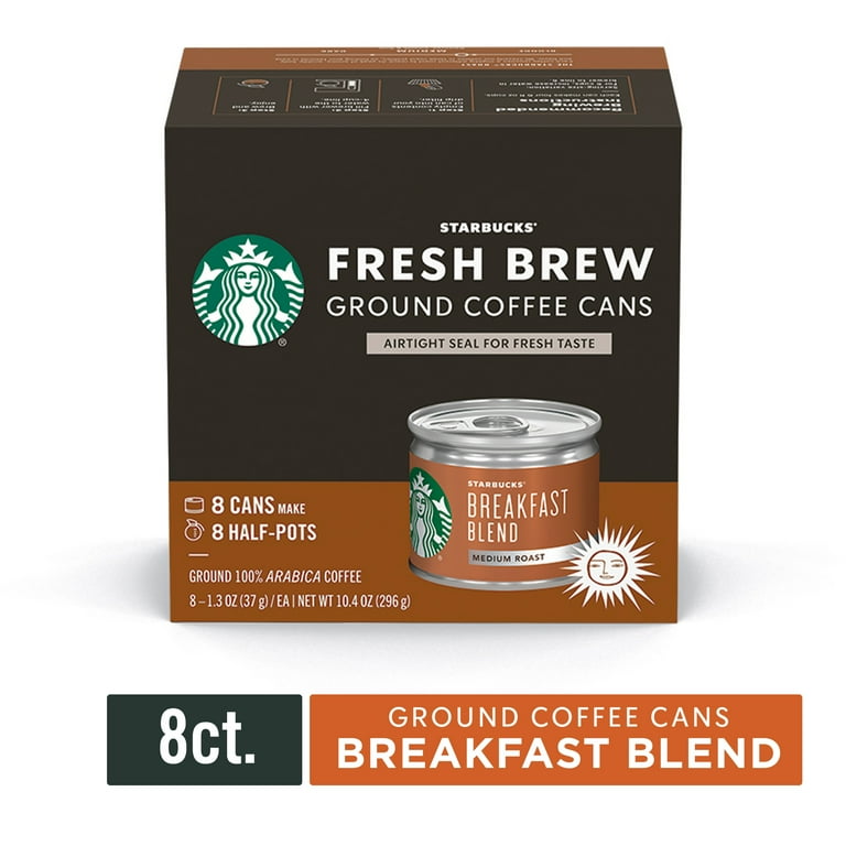 Starbucks Medium Roast Fresh Brew Ground Coffee Cans Breakfast Blend 1 box 8 cans Walmart