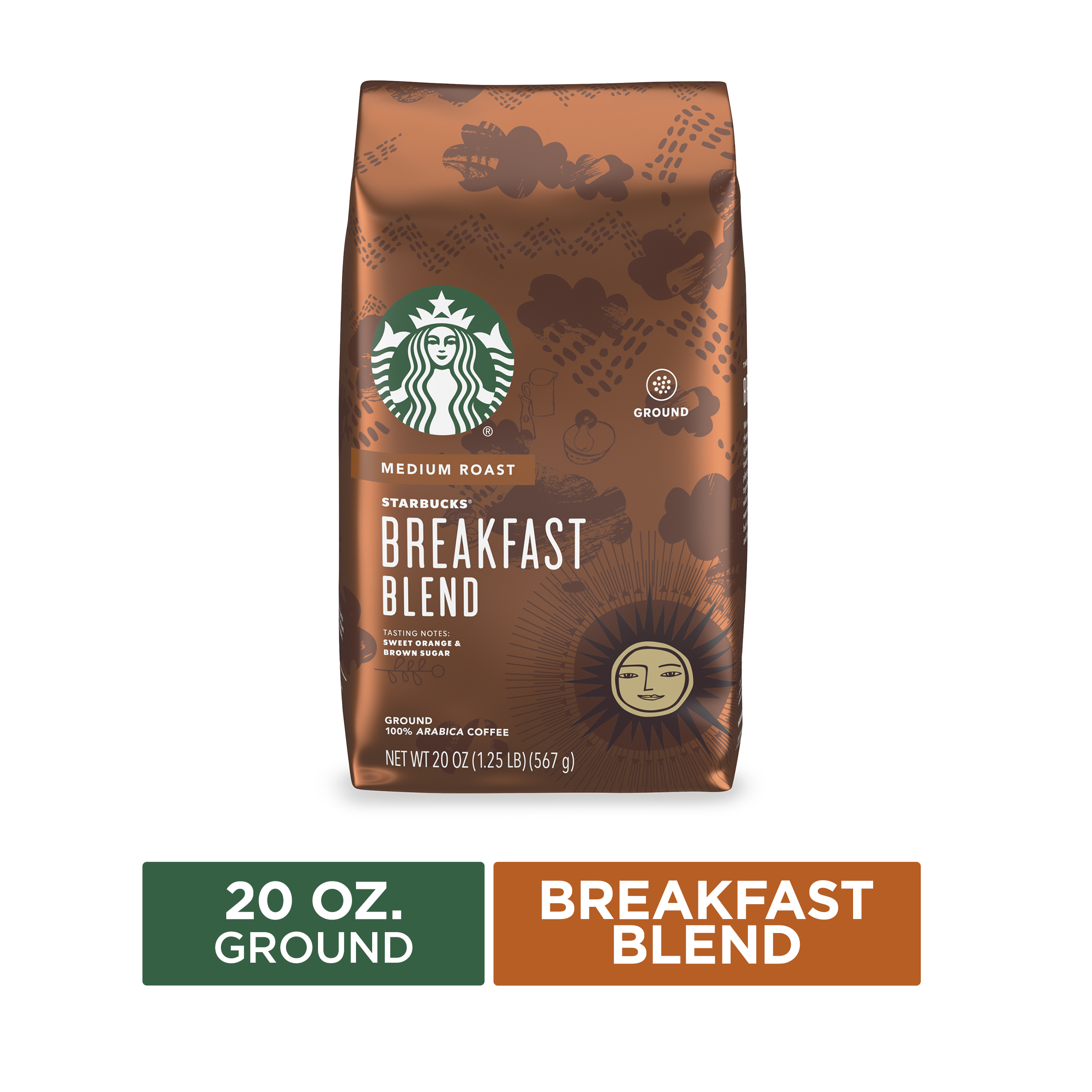 Starbucks Medium Roast Ground Coffee — Breakfast Blend — 100% Arabica — 1 bag (20 oz.) - image 1 of 6