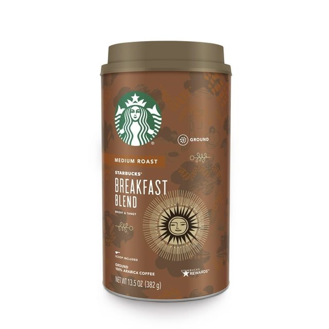 Starbucks Medium Roast Ground Coffee — Breakfast Blend — 100% Arabica — 1 canister (13.5 oz.)