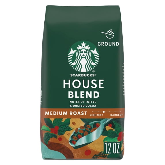 Pack of 2 - Starbucks Ground Coffee, Medium Roast Coffee, House Blend, 100% Arabica, 1 Bag (12 Oz)