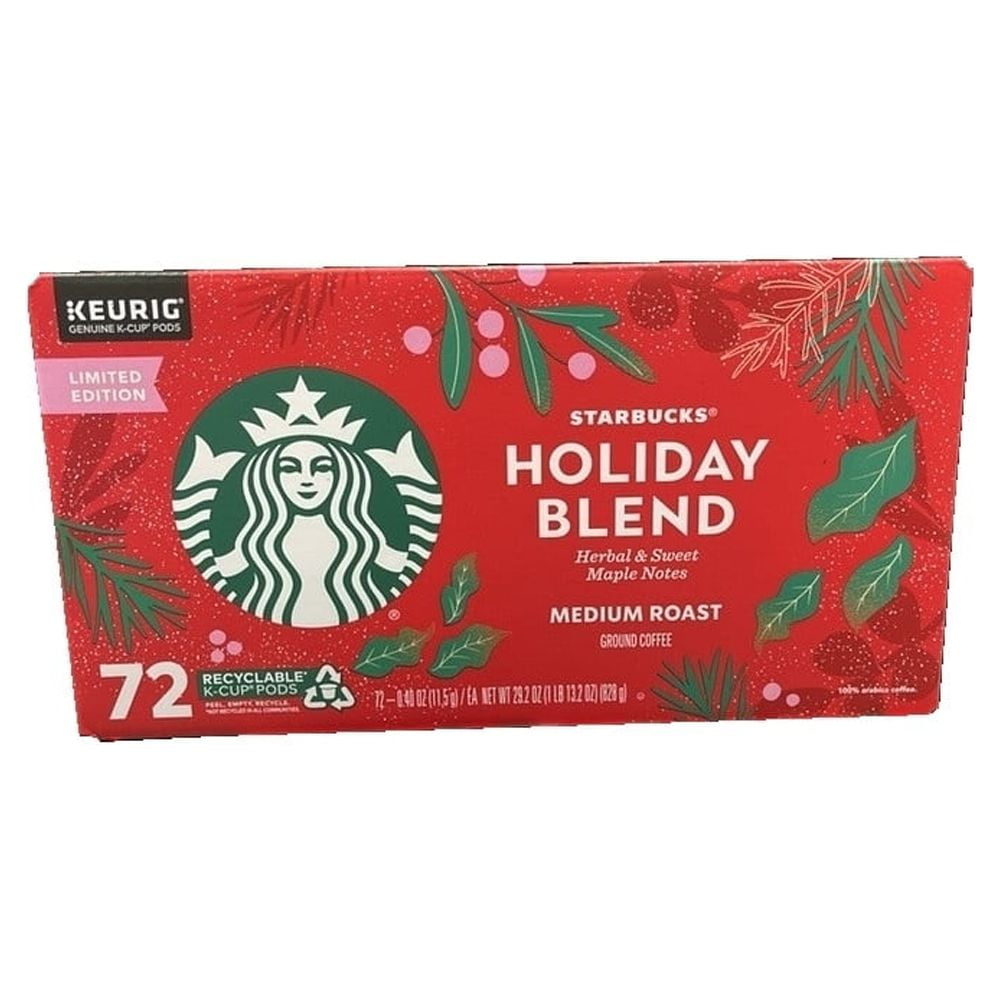 Starbucks Medium Roast Holiday Blend Ground Coffee K-Cups 72 Count