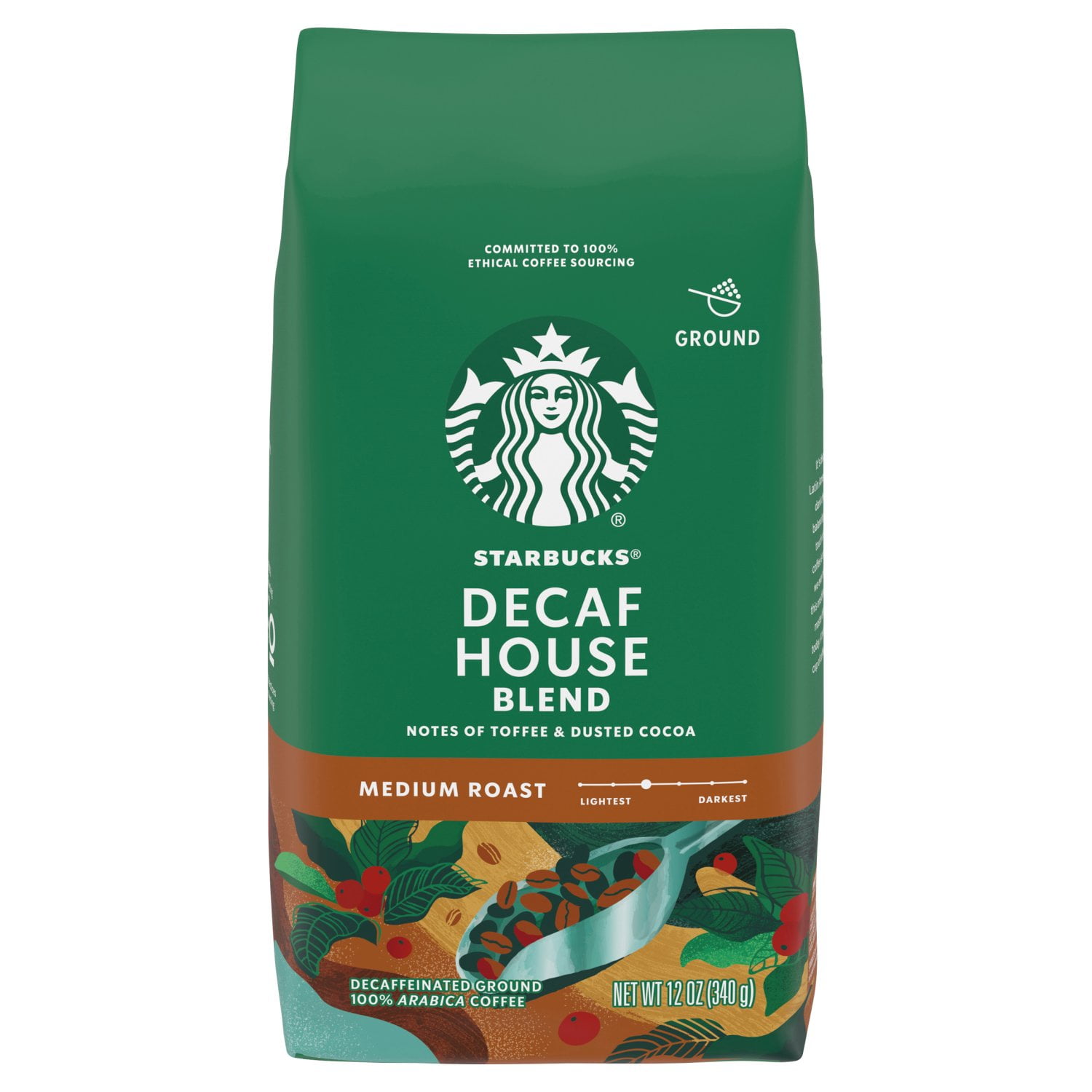 Starbucks Medium Roast House Blend Decaf Ground Coffee 12 oz Package May Vary