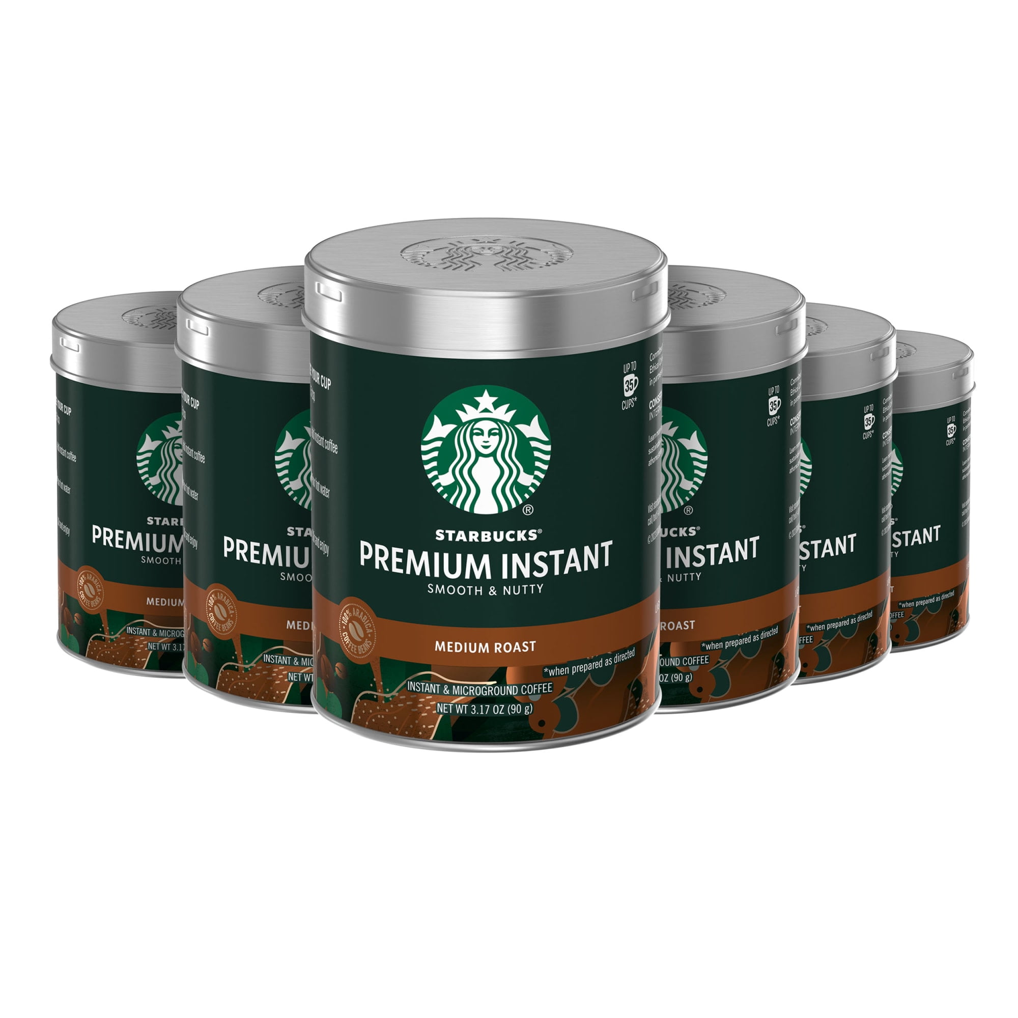 Starbucks Premium Instant Coffee, Medium Roast, Arabica Beans, 3.17 oz, 6 Count