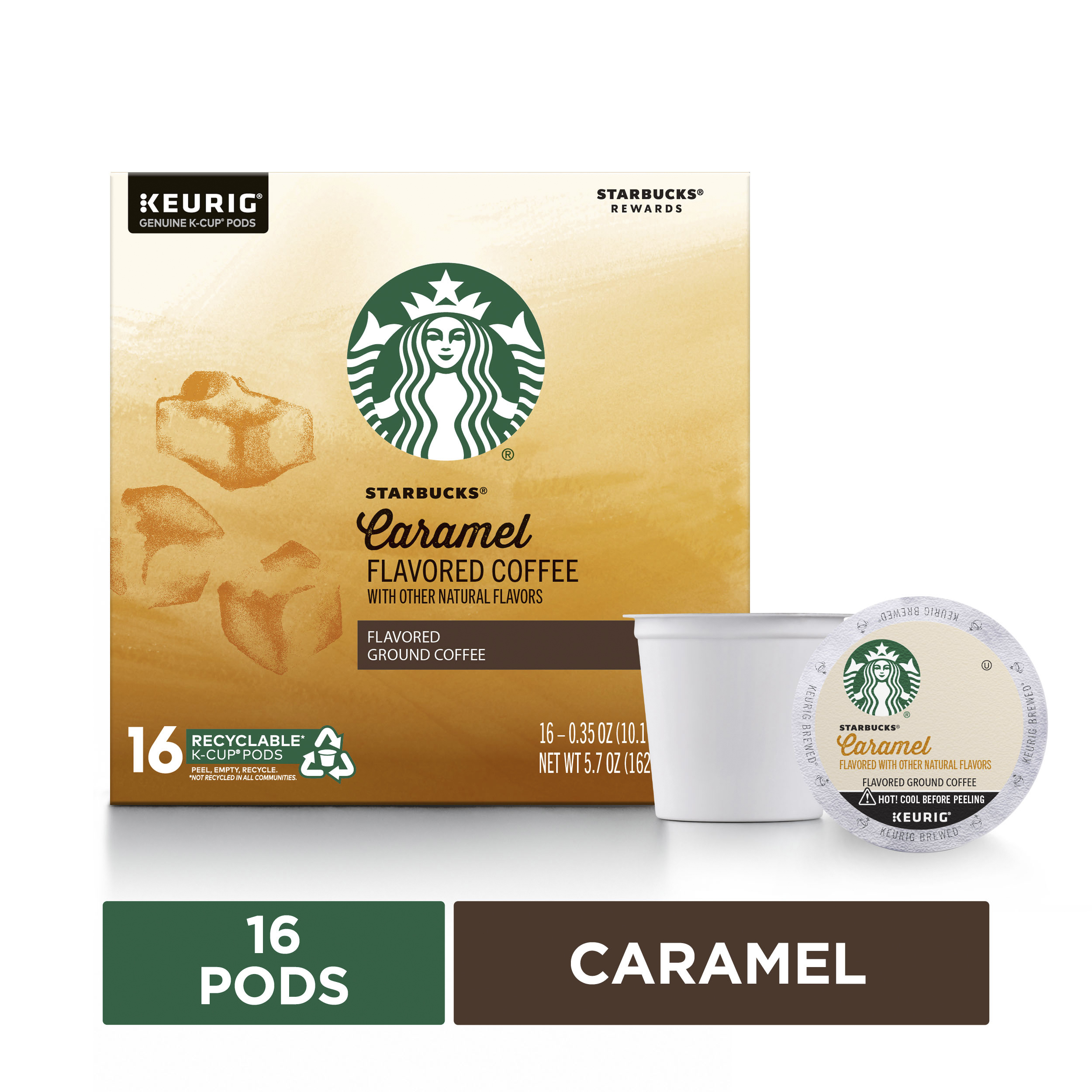 Starbucks Medium Roast K-Cup Coffee Pods — Caramel for Keurig Brewers — 1 box (16 pods) - image 1 of 5