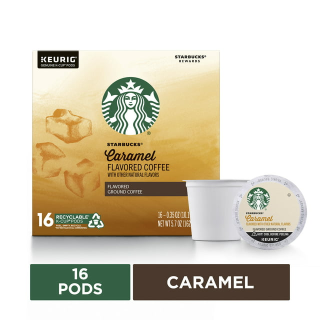 Starbucks Medium Roast K-Cup Coffee Pods — Caramel for Keurig Brewers — 1 box (16 pods)
