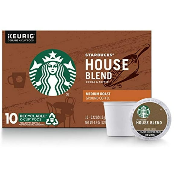 Starbucks Medium Roast K-Cup Coffee Pods  House Blend For Keurig Brewers  1 Box (10 Pods)