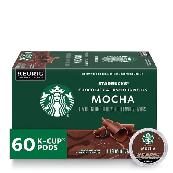 Starbucks Medium Roast K-Cup Coffee Pods — Mocha For Keurig Brewers — 6 Boxes (60 Pods Total)