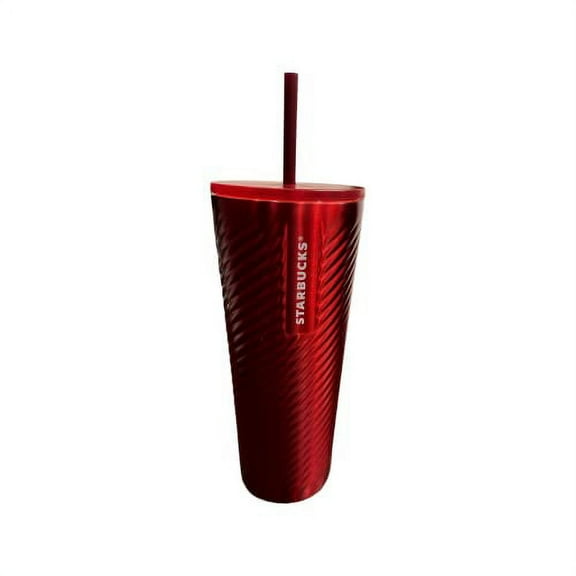 Starbucks Metallic ?Candy Textured? Spiral SS Tumbler 2022 Christmas (red)
