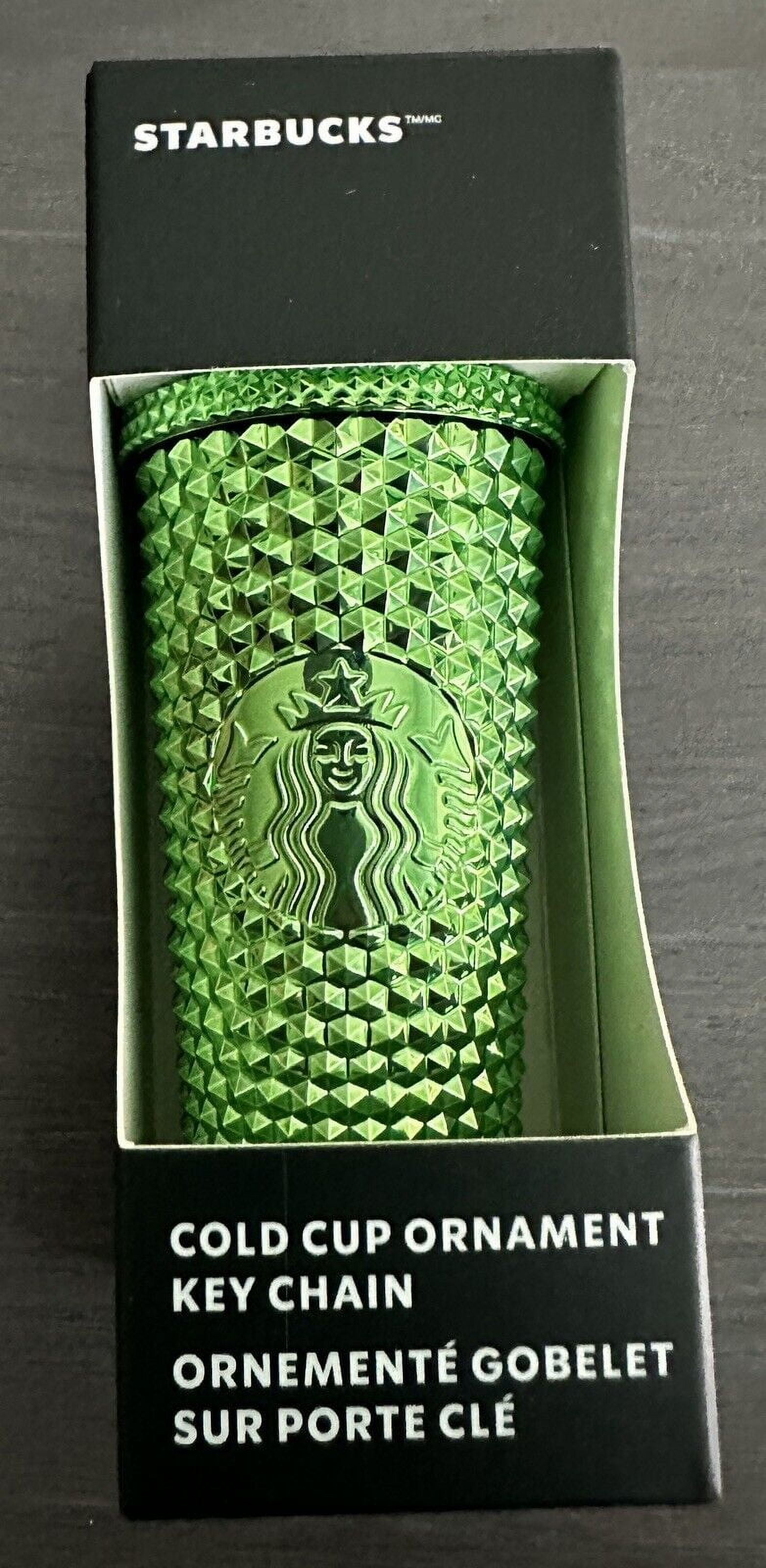 New 2022 Starbucks Keychain Ornament Dark Green Studded Tumbler 