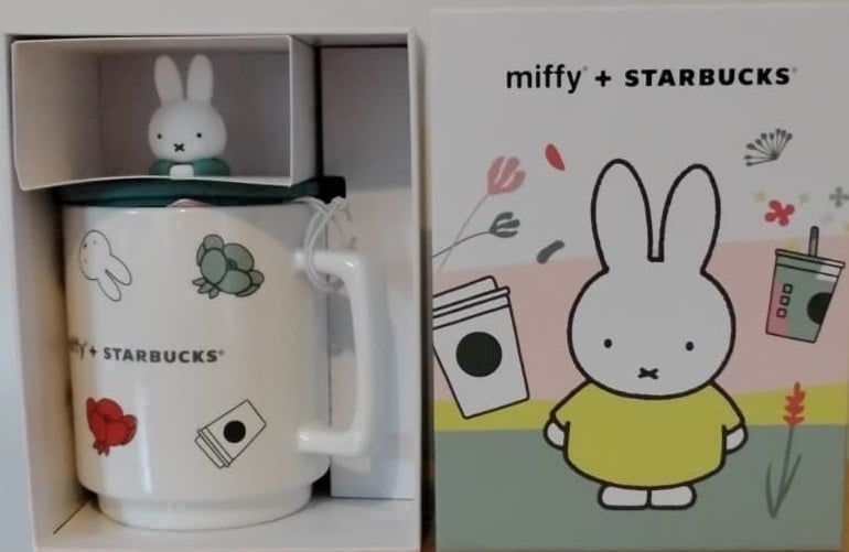 Starbucks X Miffy Ceramic Coffee Mug with Lid Limited Edition New