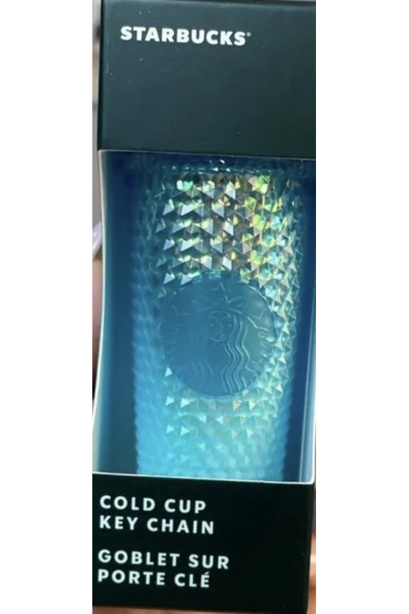 Mini Cold Cup Studded Ornament Keychain, Aqua Blue