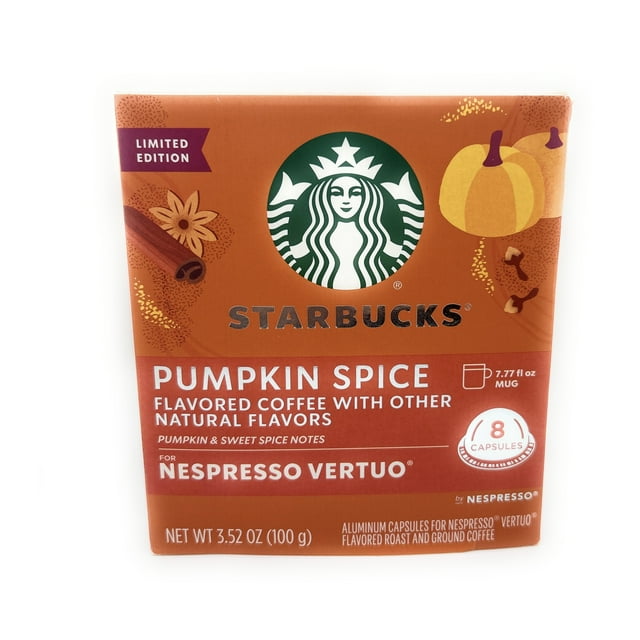Starbucks Nespresso Vertuo Pumpkin Spice Coffee 8 capsules 1 box