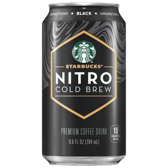 Starbucks Nitro Cold Brew Black Black Unsweetened Premium Iced Coffee Drink, 9.6 fl oz Can