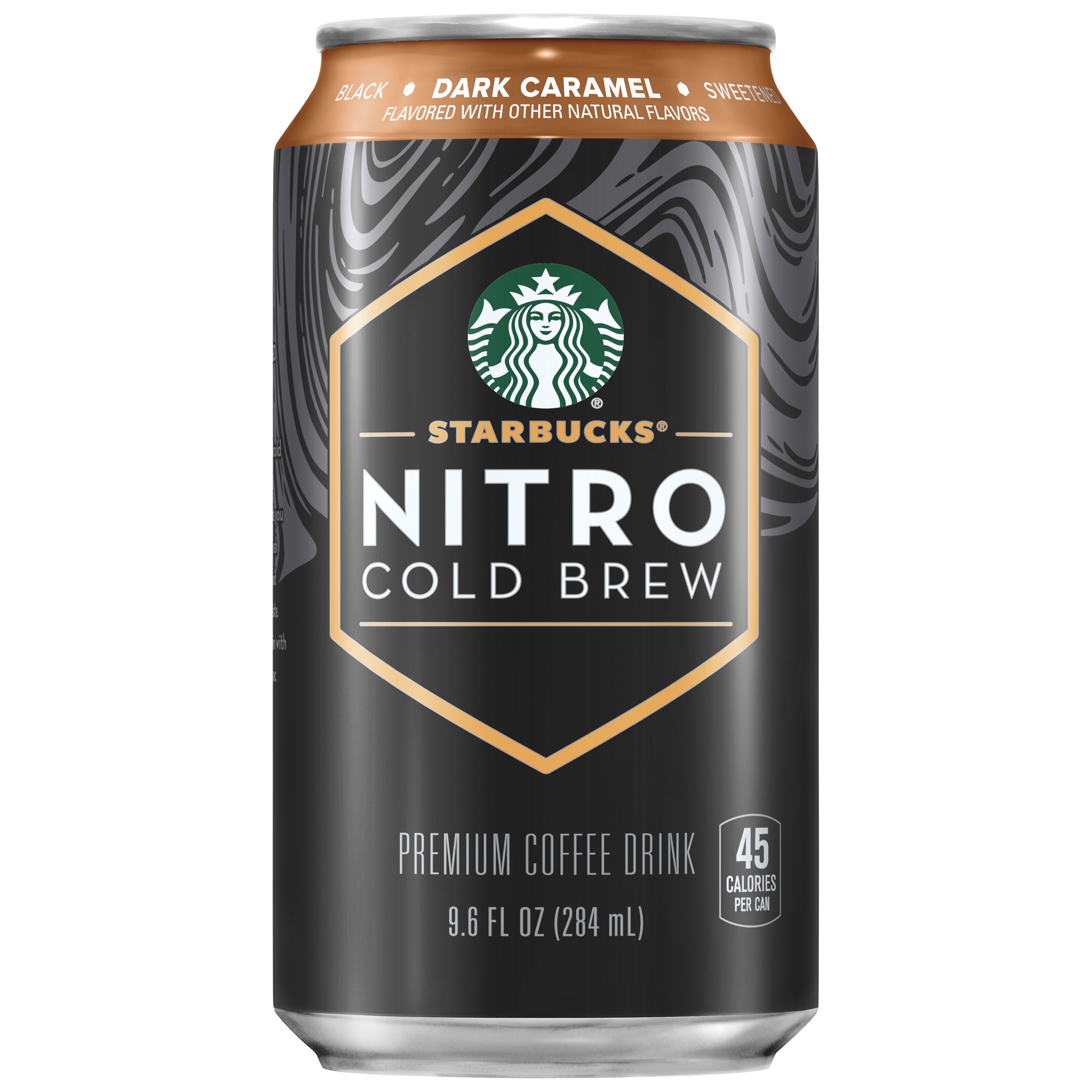 Starbucks Nitro Cold Brew Black Dark Caramel Premium Iced Coffee Drink, 9.6 oz 8 Pack Cans - image 1 of 7