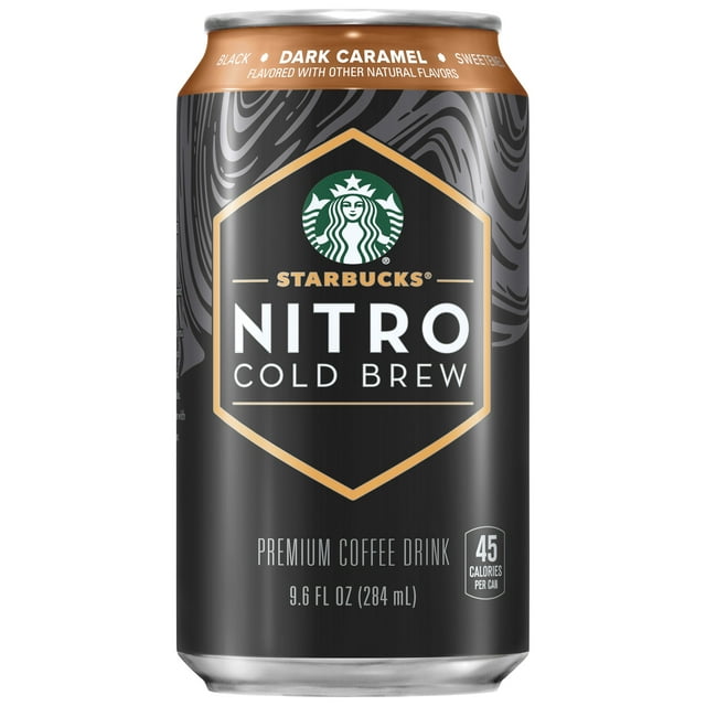 Starbucks Nitro Cold Brew Black Dark Caramel Premium Iced Coffee Drink, 9.6 oz 8 Pack Cans